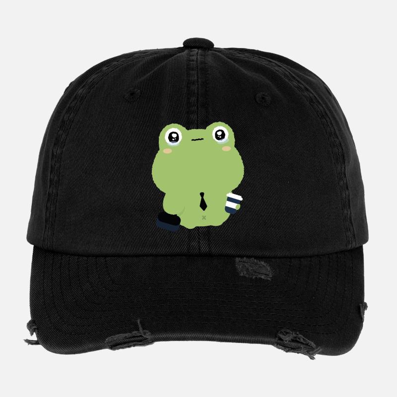 Tired Office Frog in Tie Flexfit Vintage Destroyed Cap