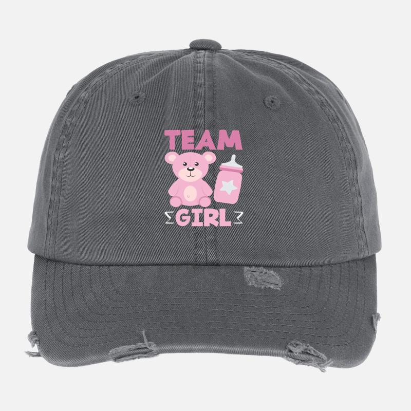 Team Mädchen Gender Reveal Party Bär Rosa Flexfit Vintage Destroyed Cap