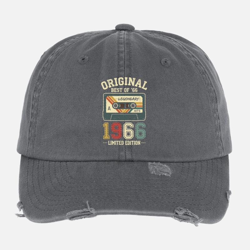60e anniversaire de la cassette rétro originale de 1966 Casquette vintage effet usé Flexfit