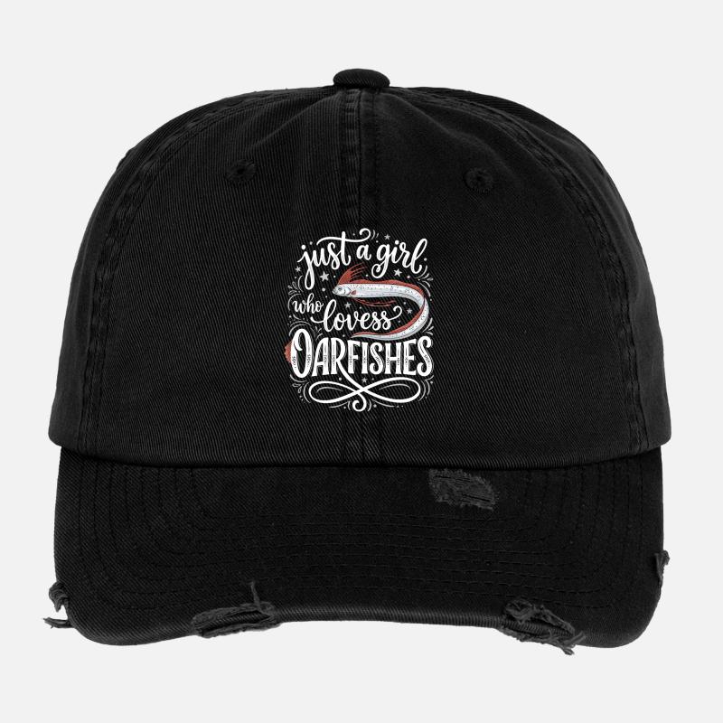 Juste une fille qui aime le poisson - Casquette vintage effet usé Flexfit - noir