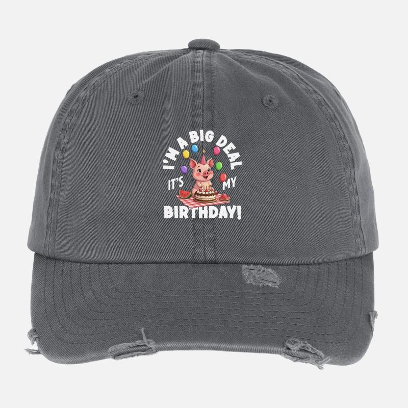 Ich bin wichtig es ist mein Geburtstag Schwein Flexfit Vintage Destroyed Cap