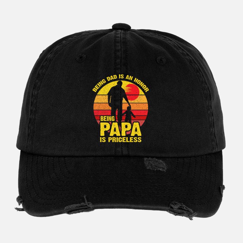 Papa Is Priceless: Dad Honor Flexfit Vintage Destroyed Cap