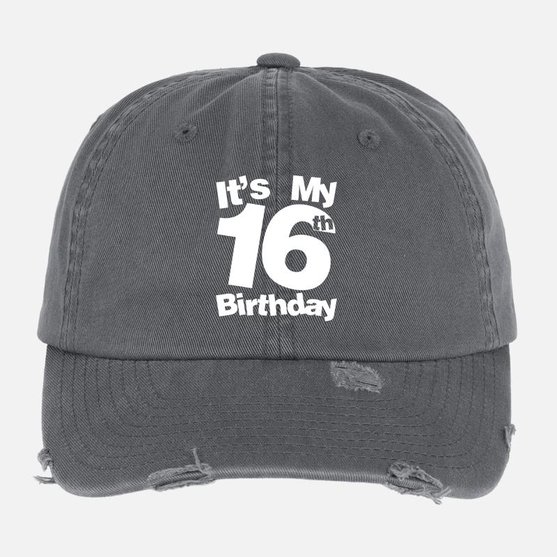 Its My 16th Birthday Flexfit Vintage Destroyed Cap