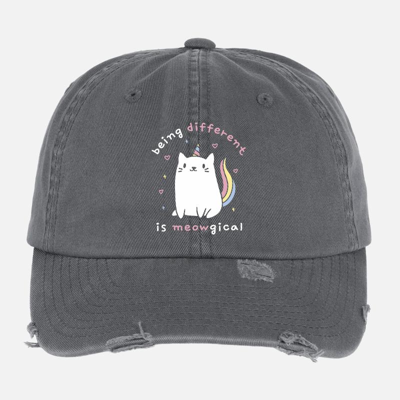 Being Different is Meowgical Flexfit Vintage Destroyed Cap