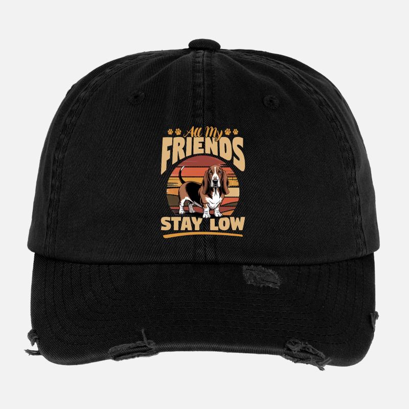 Basset Hound de race de chien drôle Casquette vintage effet usé Flexfit