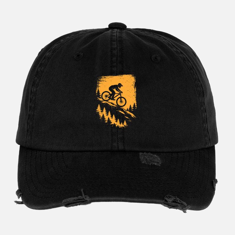 Mountainbike Downhill – Trail Biker Design Flexfit Vintage Destroyed Cap
