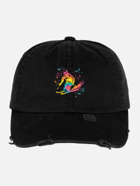 Alpine skiing Winter sports Nordic skiing - Flexfit Vintage Destroyed Cap - black - Front