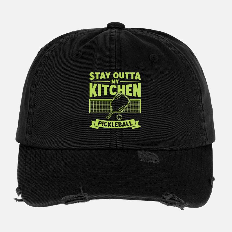 Pickleball Stay Outta My Kitchen funny player play Flexfit Vintage Destroyed Cap