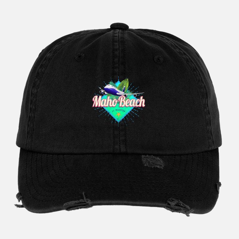 St. Maarten Flugzeug Karibik Vintage Souvenir Flexfit Vintage Destroyed Cap