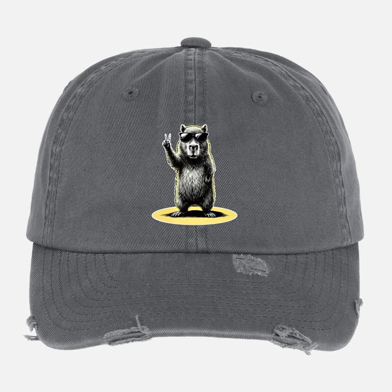 Paix de Capybara Casquette vintage effet usé Flexfit