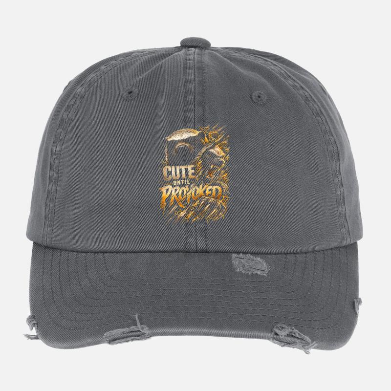 Honigdachs Honey Badger Tier Cute Until Provoked Flexfit Vintage Destroyed Cap
