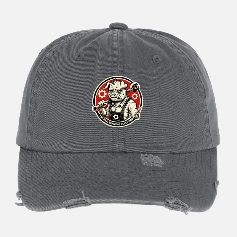 Echtes Heldenschwein der Arbeiterklasse Flexfit Vintage Destroyed Cap