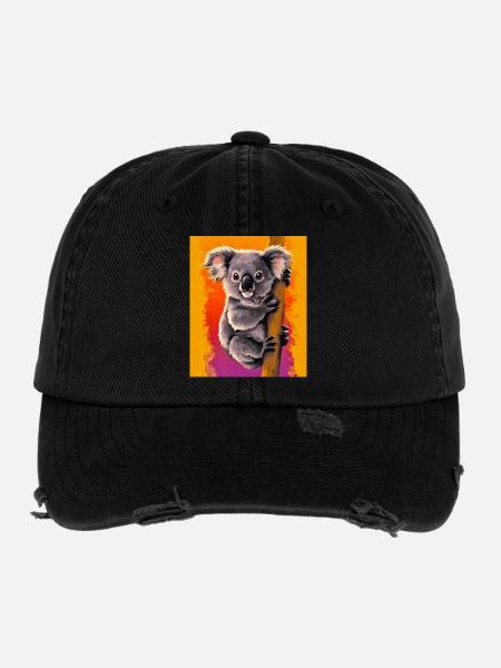 Koala - Flexfit Vintage Destroyed Cap - Schwarz - Vorne