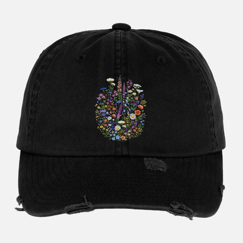Fleurs sauvages Fleurs Fleurs Jardin botanique naturel Casquette vintage effet usé Flexfit