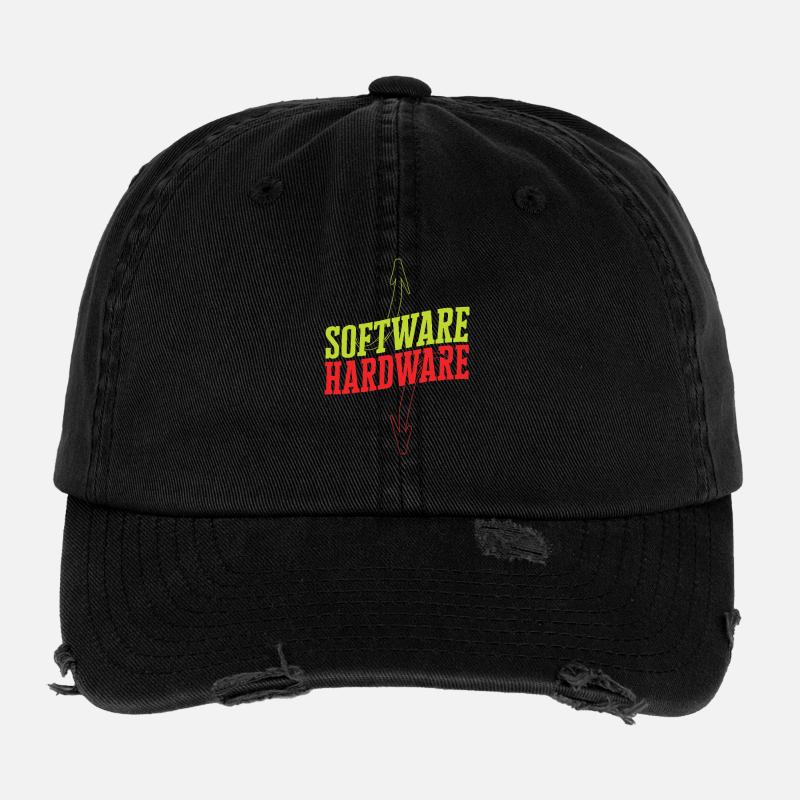 Lustiger IT Spruch Software Hardware Wortspiel Flexfit Vintage Destroyed Cap