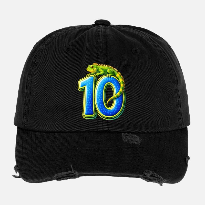 Tenth Birthday Dragon Balloon Flexfit Vintage Destroyed Cap