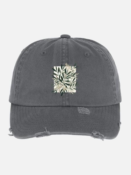 Blättertanz im Natur-Ton - Flexfit Vintage Destroyed Cap - Dunkelgrau - Vorne