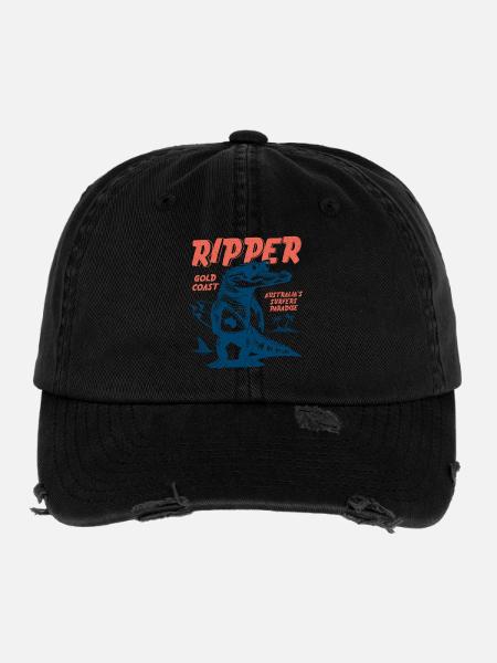Ripper Surfer Croc Gold Coast Australia - Flexfit Vintage Destroyed Cap - black - Front