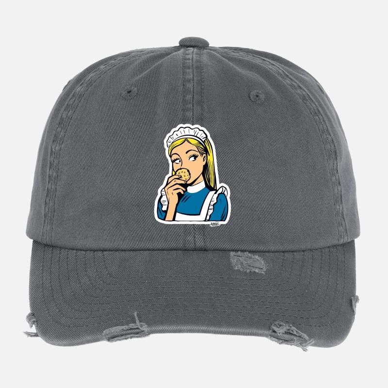 Maid and Cookie Pop Art Flexfit Vintage Destroyed Cap