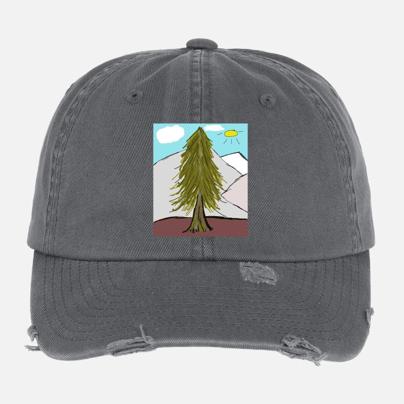 Coniferous forest on the mountain sunshine Flexfit Vintage Destroyed Cap