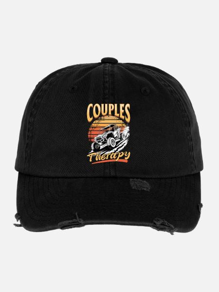 UTV Off Road 4 Wheeler Side by side - Flexfit Vintage Destroyed Cap - Schwarz - Vorne
