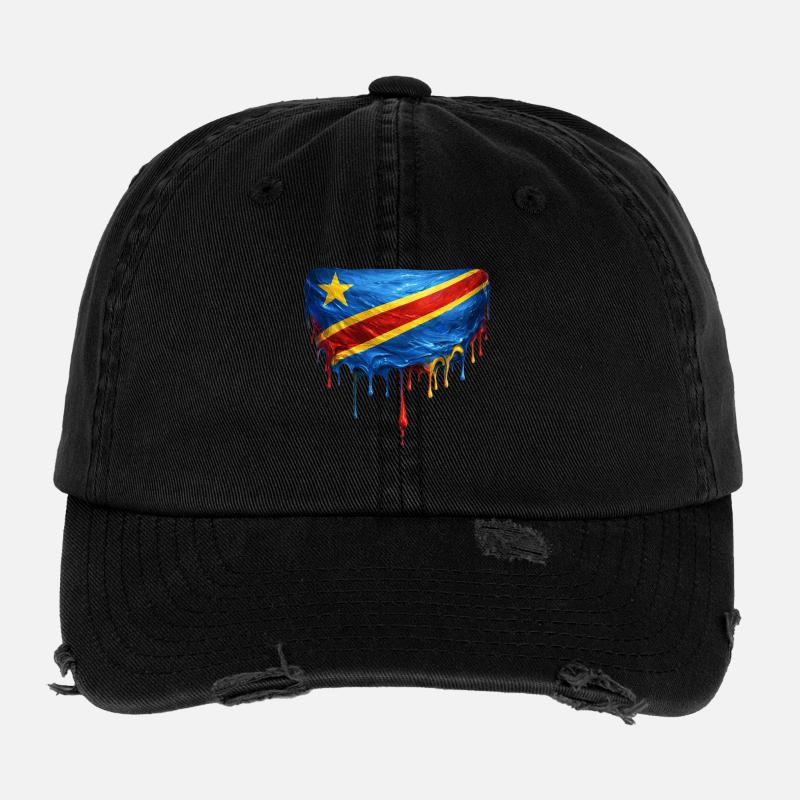 Drapeau du Congo dans l’art en goutte Casquette vintage effet usé Flexfit