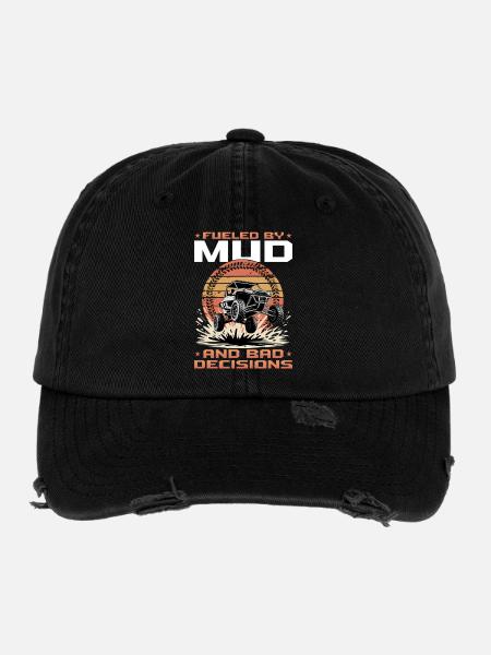 UTV Off Road 4 Wheeler Side by side - Flexfit Vintage Destroyed Cap - Schwarz - Vorne