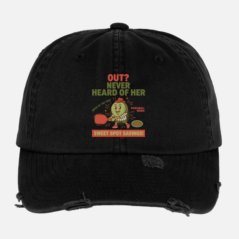 Pickleball player love pickleball OUT NEVER HEARD Flexfit Vintage Destroyed Cap