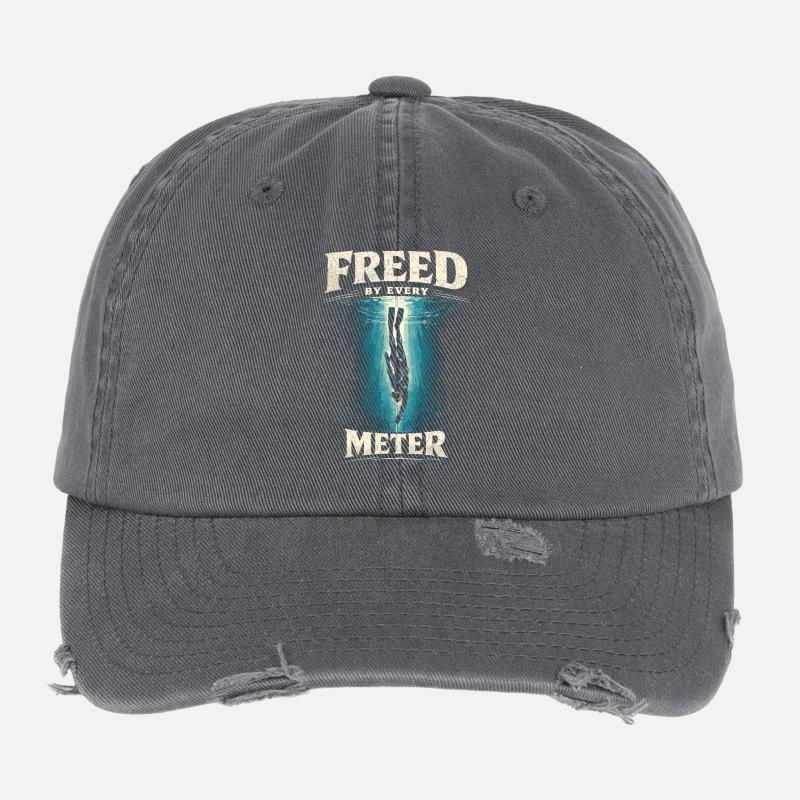 Freediving Freed By Every Meter Flexfit Vintage Destroyed Cap