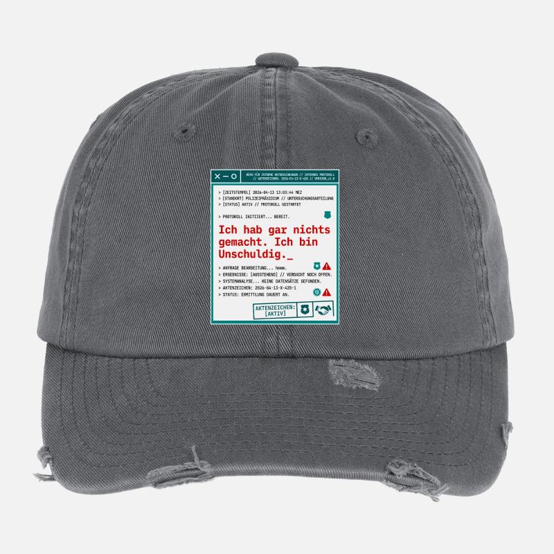Polizei Protokoll Akte Unschuldig Flexfit Vintage Destroyed Cap