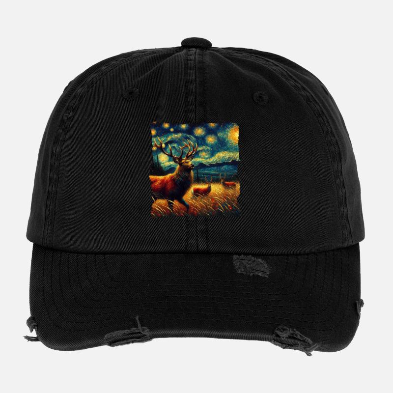 Weisswedelhirsch Starry Night Flexfit Vintage Destroyed Cap