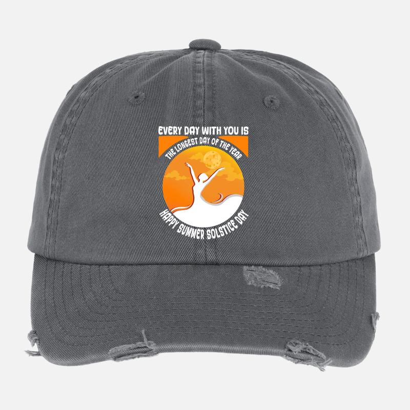 Litha Pagan Summer Solstice Midsummer Midsommar Flexfit Vintage Destroyed Cap
