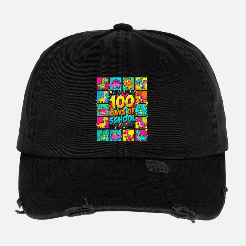 Dino Bunt: 100 Tage Schule Flexfit Vintage Destroyed Cap