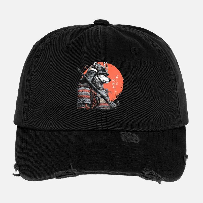 Wolf in Armor samurai  Flexfit Vintage Destroyed Cap