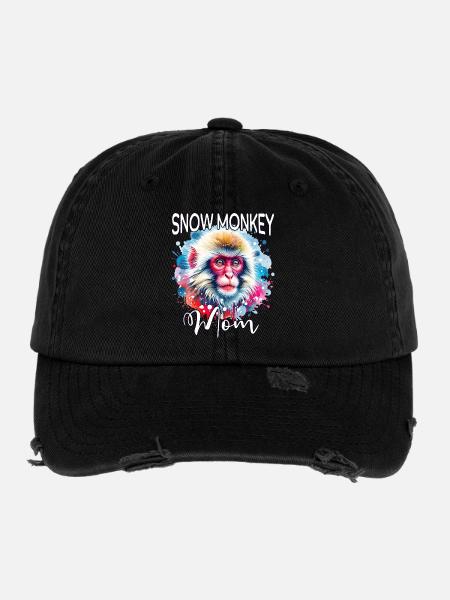 Maman Singe des Neiges - Casquette vintage effet usé Flexfit - noir - Devant