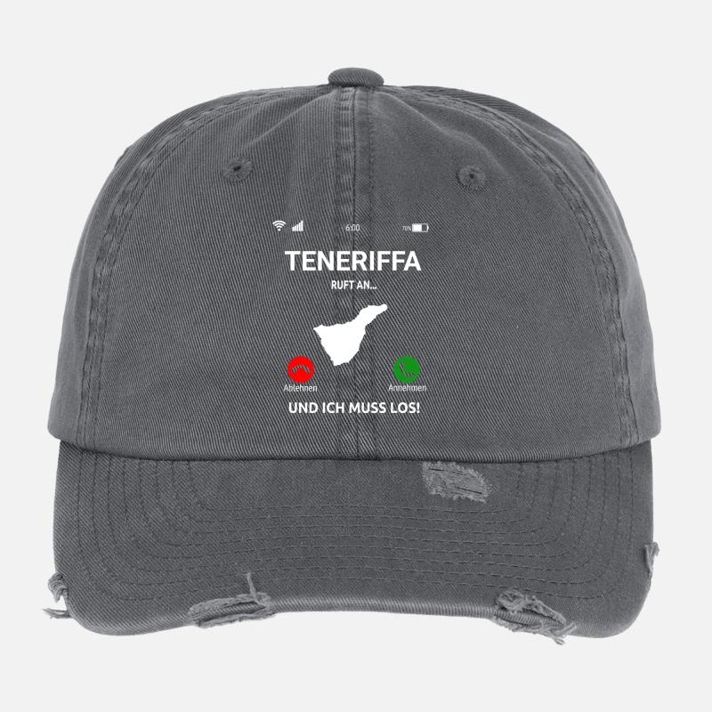 Teneriffa Ruft An Urlaub Kanaren Reise Flexfit Vintage Destroyed Cap