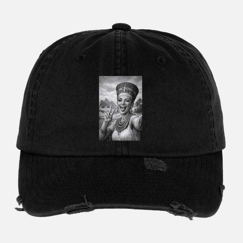 Nefertiti Selfie Portrait Flexfit Vintage Destroyed Cap