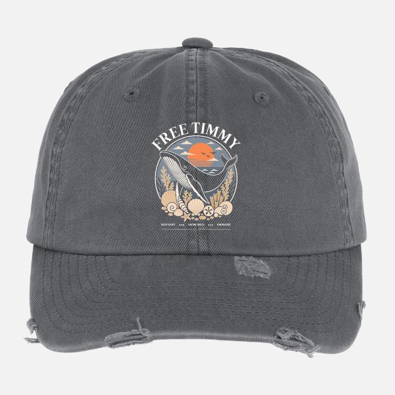 Déclaration de baleines à bosse Timmy Hope Produits dérivés Casquette vintage effet usé Flexfit