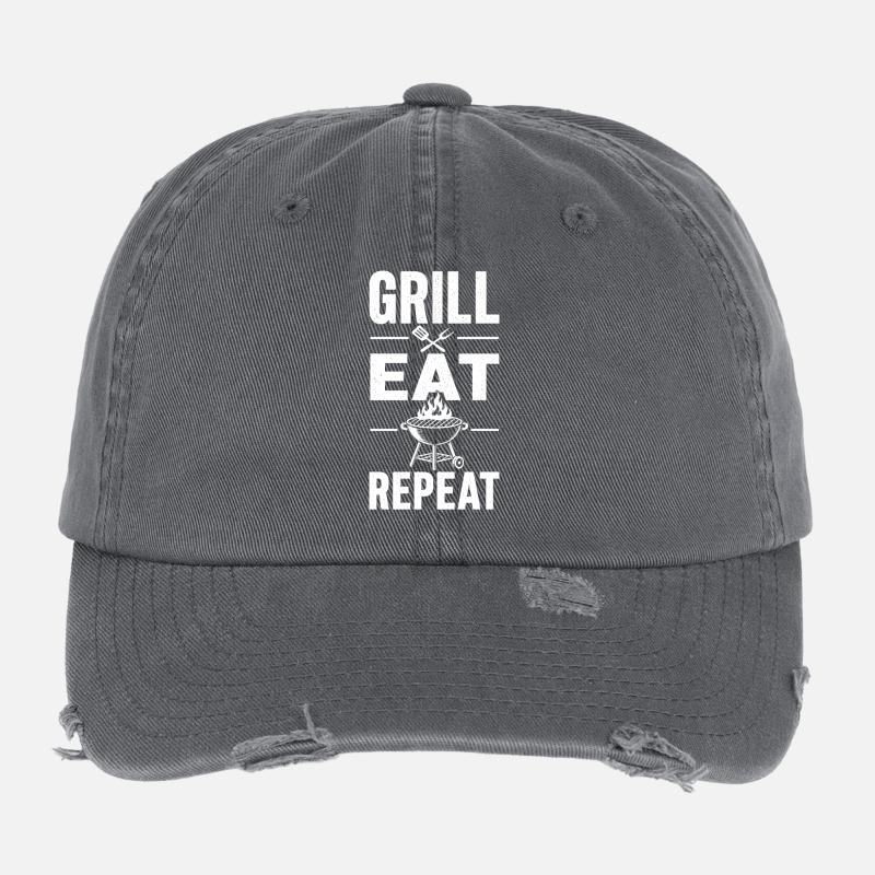 Grill Eat Repeat – Le must-have pour les maîtres du grill Casquette vintage effet usé Flexfit