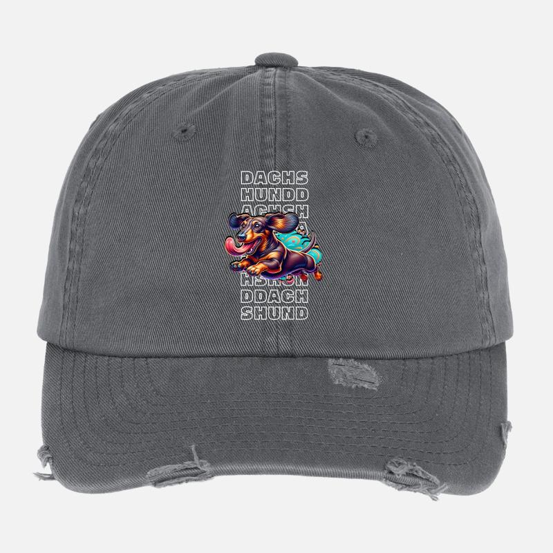 Dachshund Flexfit Vintage Destroyed Cap