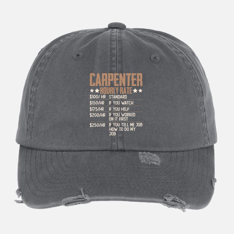 Carpenter Hourly Wage Humor Carpenter Carpenter Flexfit Vintage Destroyed Cap