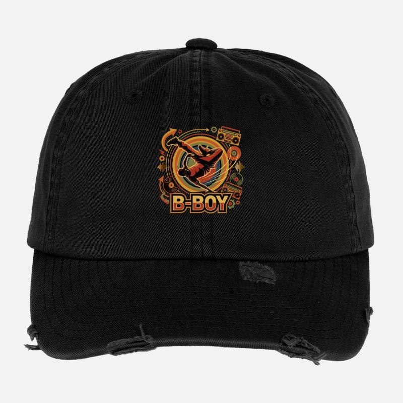 Breakdance B-Boy Hip Hop Retro Streetstyle Flexfit Vintage Destroyed Cap