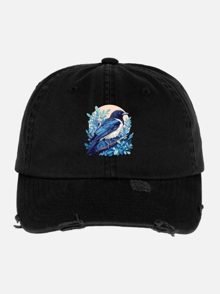 Elstern Elster - Flexfit Vintage Destroyed Cap - Schwarz - Vorne