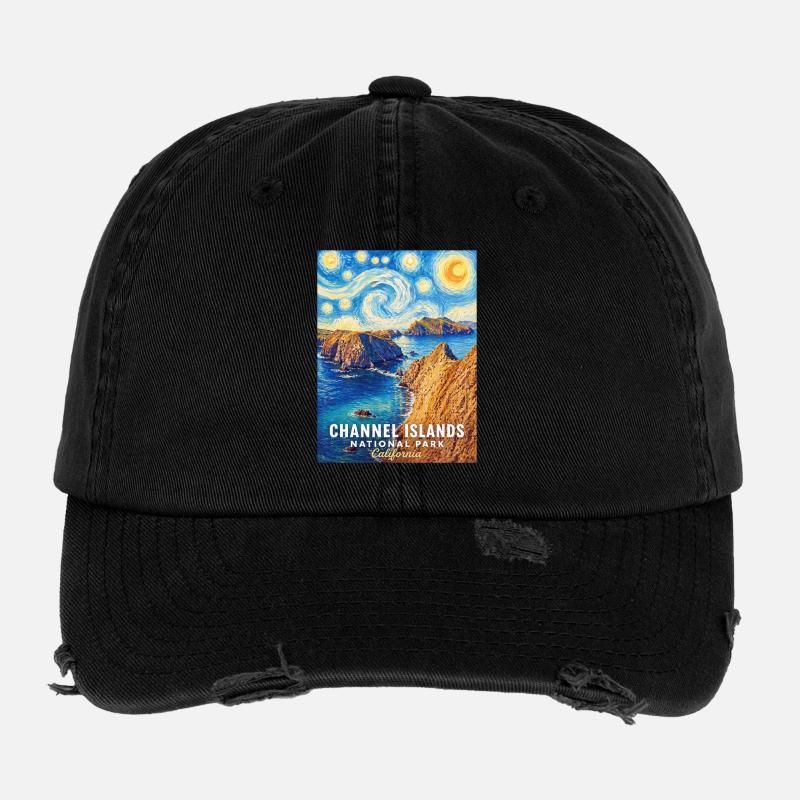 Coastal scene Channel Islands California Flexfit Vintage Destroyed Cap