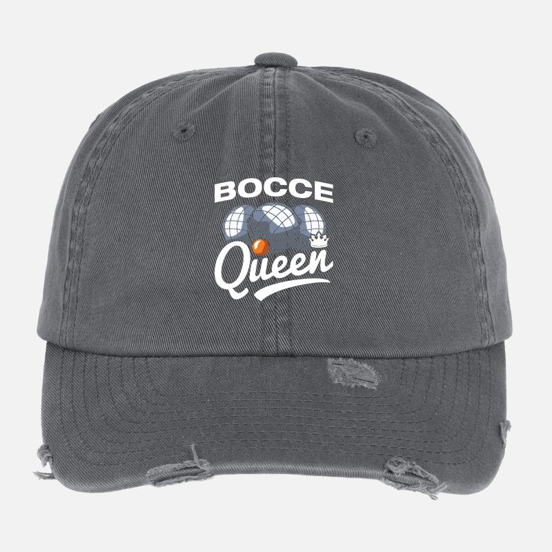 Bocce Queen Petanque Boule Player Flexfit Vintage Destroyed Cap