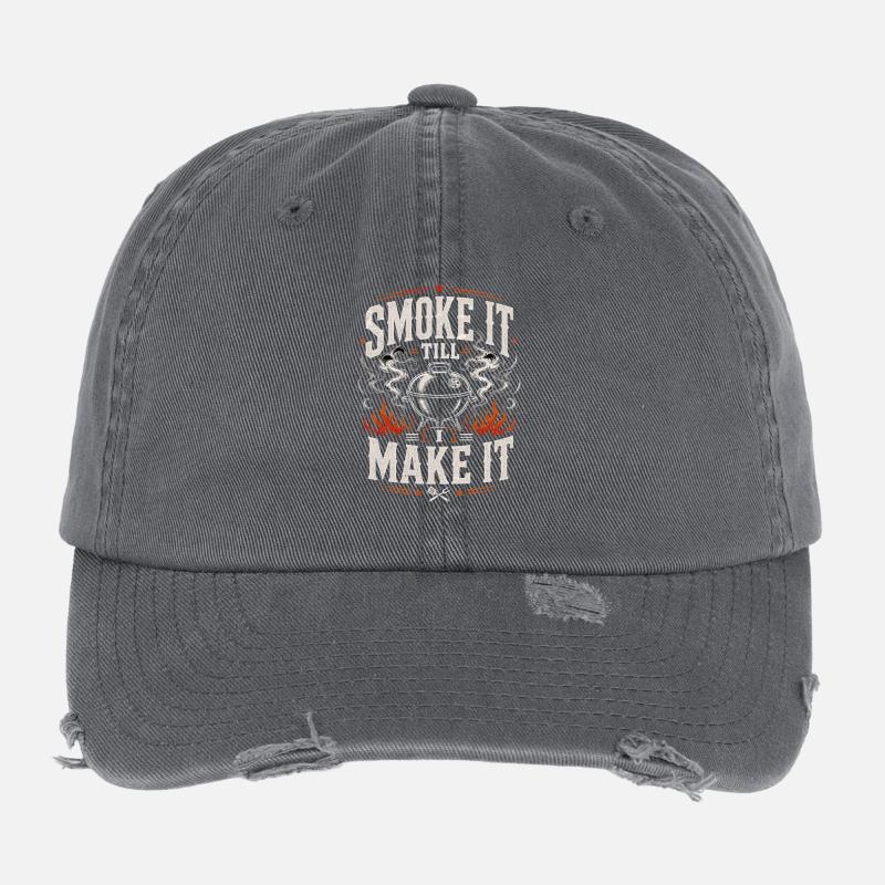 Grill Master Dad Father Hero BBQ Men Flexfit Vintage Destroyed Cap
