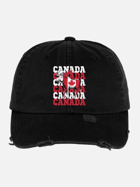 Orignal canadien avec drapeau de feuille d’érable - Casquette vintage effet usé Flexfit - noir - Devant