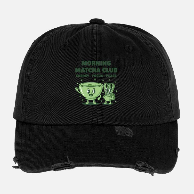 Morgens Matcha Club Energiefokus Frieden Matcha Tee Flexfit Vintage Destroyed Cap