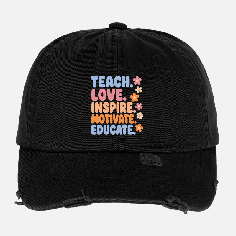 Enseignant Enseigne Aime Inspire Chemise Casquette vintage effet usé Flexfit
