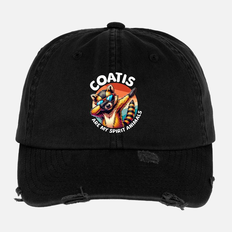 Funny Coati Sayings Flexfit Vintage Destroyed Cap